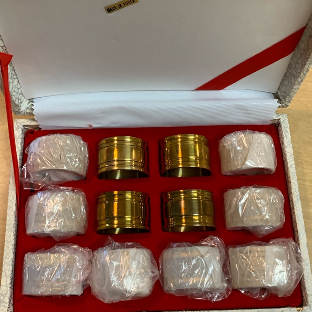 Solid brass brass napkin rings set of 12